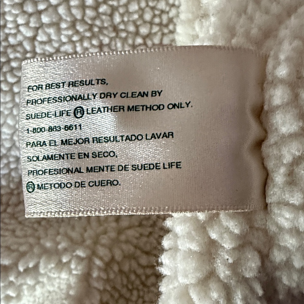 St. John’s Bay Tan Suede Leather Sherpa Cropped Western Women's Trucker Jacket - Picture 8 of 16